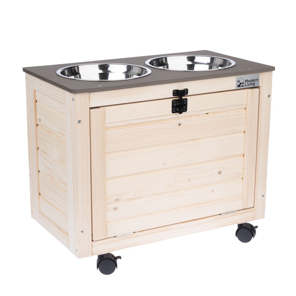 Modern Living Inari Wooden Storage Box with Double Bowl