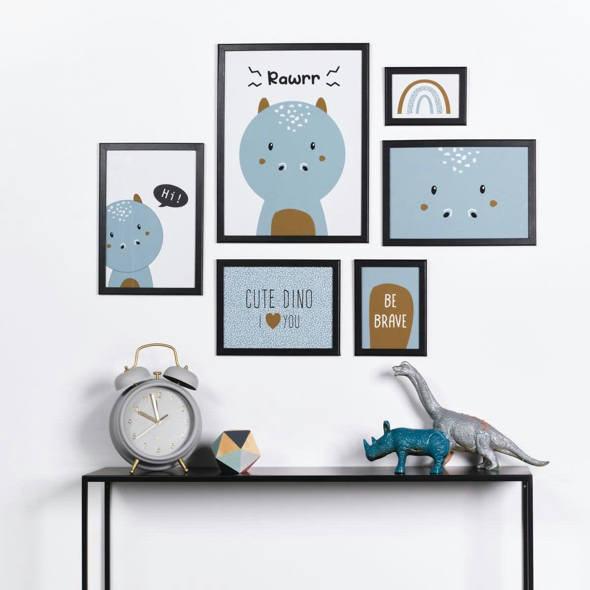 FUNNY HIPO - Lot 6 de cadres photos en bois noir 45x35x21