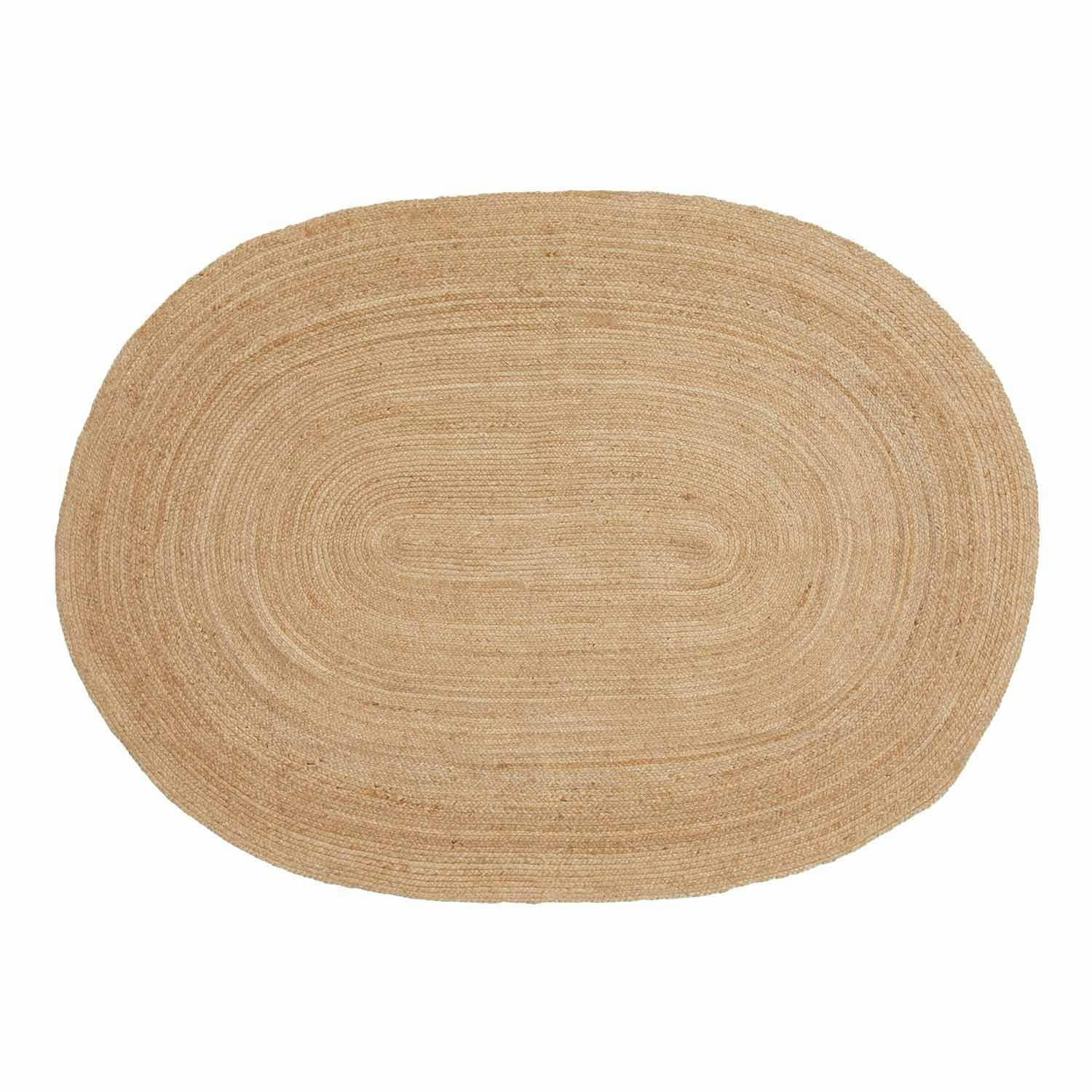 - Tapis oval en jute naturel 140 x 200 cm
