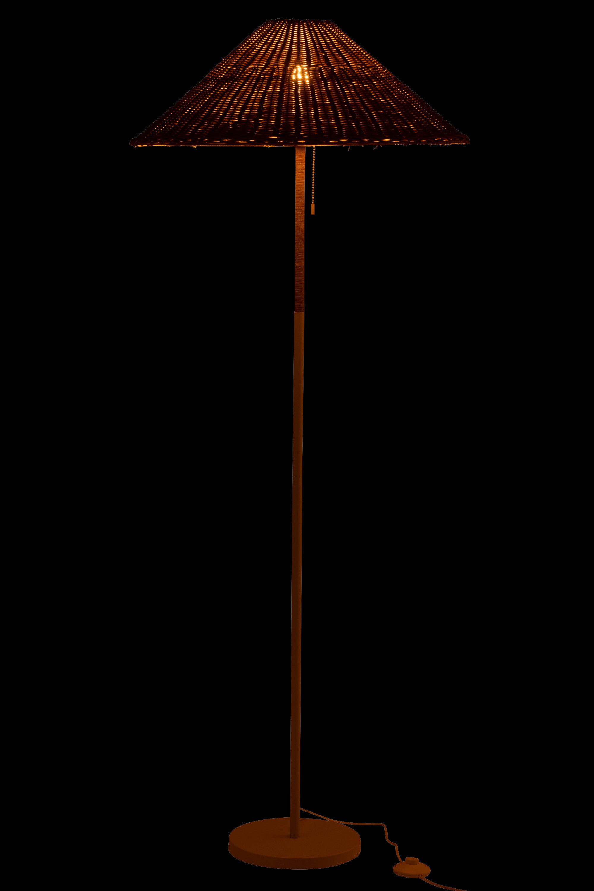 J-Line vloerlamp - metaal/rotan - wit/naturel