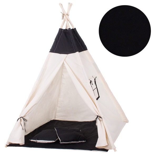 Namiot Tipi dla dzieci wigwam czarny XXL