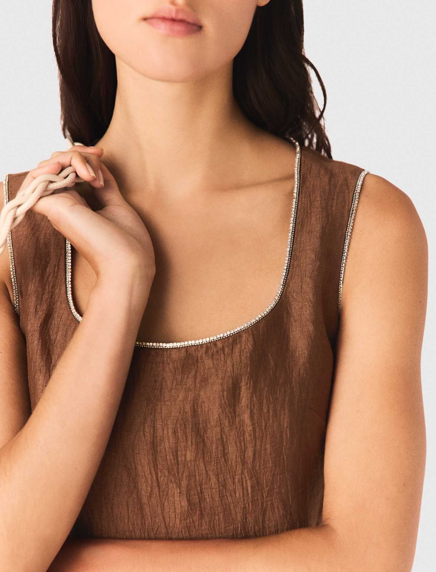 Robe courte en lin mélangé