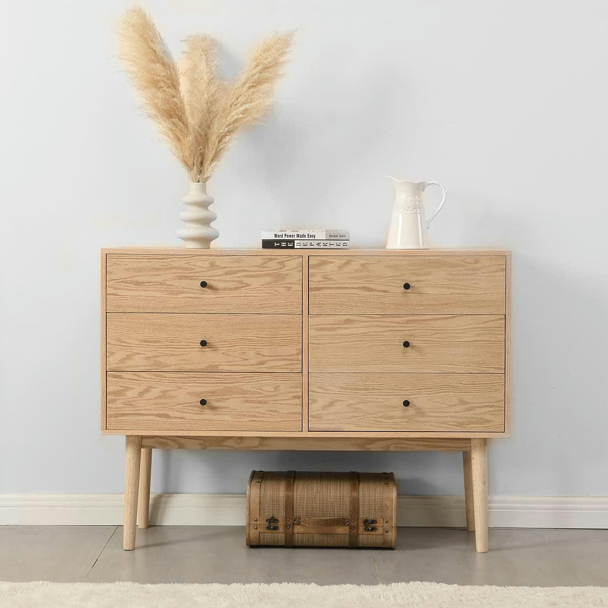 LISA - Commode 6 tiroirs en bois 120 cm