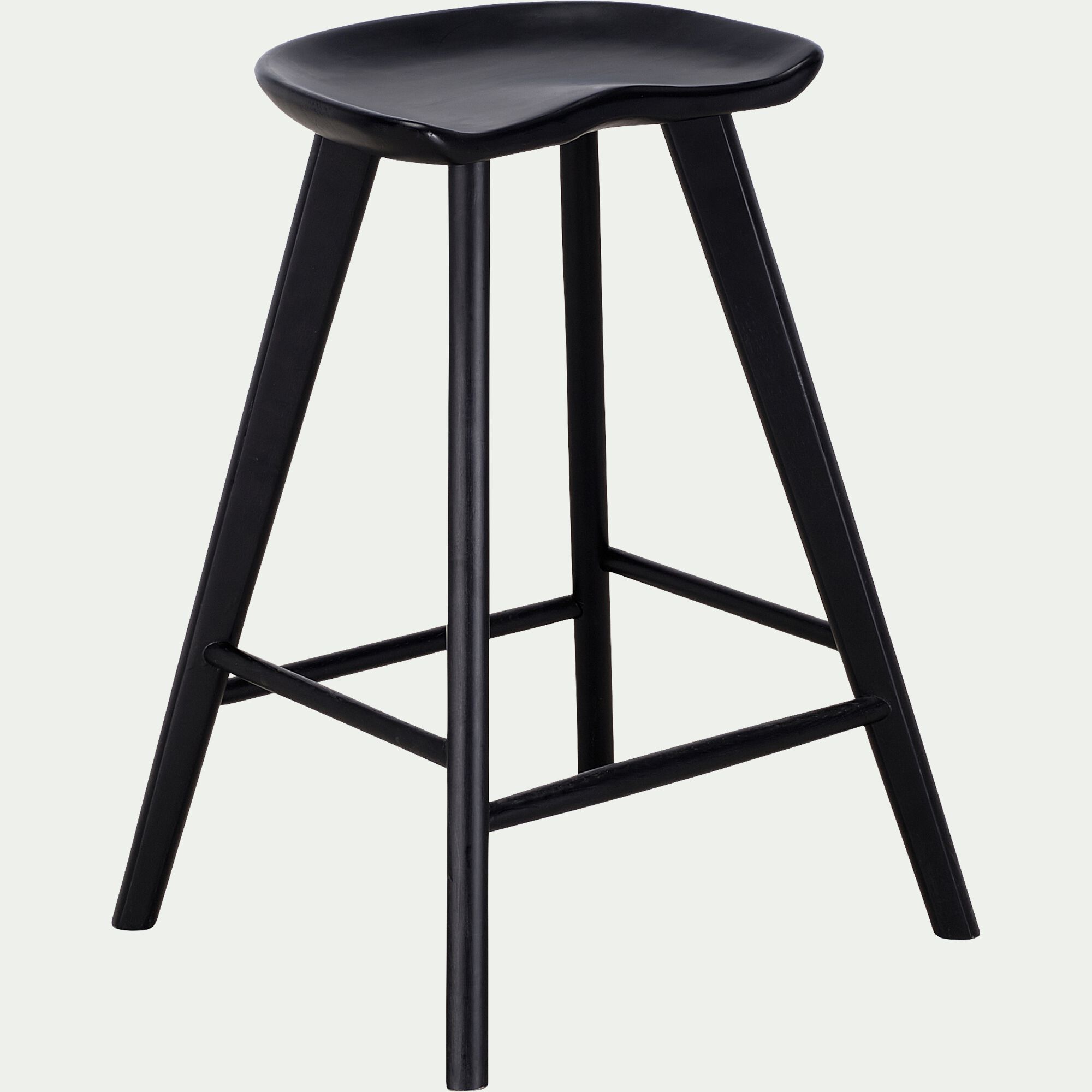 KOA - Tabouret haut en chêne massif H66cm - noir