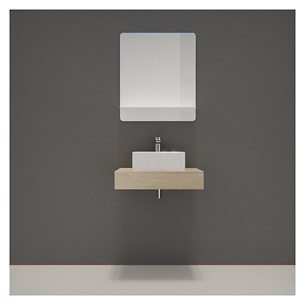 Meuble de Salle de Bain WILL - Plan épais 60 cm   Equerres   Vasque   Miroir