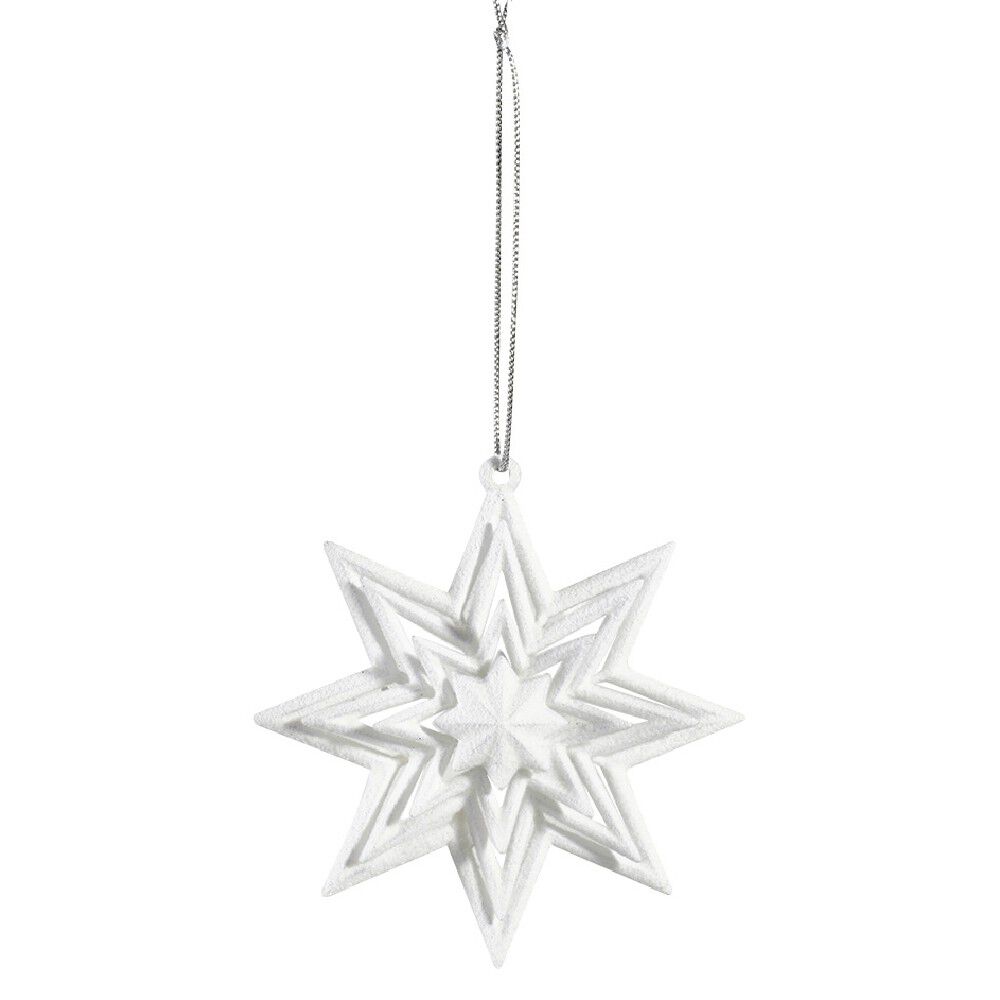 Suspension de No&euml;l forme étoile velours poudré