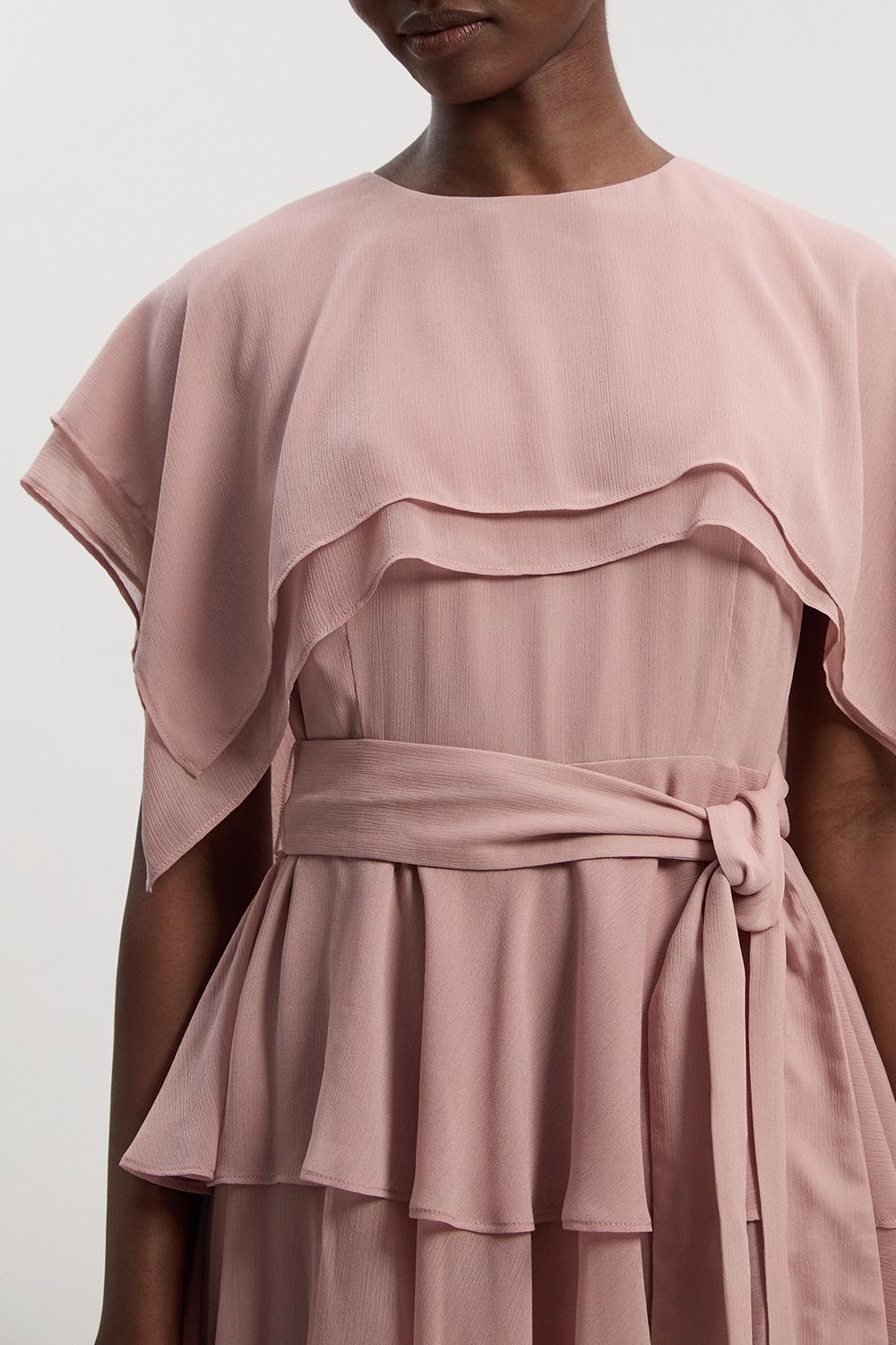 KarenMillen Ruffle detail chiffon woven maxi dress