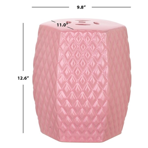 SAFAVIEH Kids Pink Diamonds Ceramic Decorative Garden Stool.