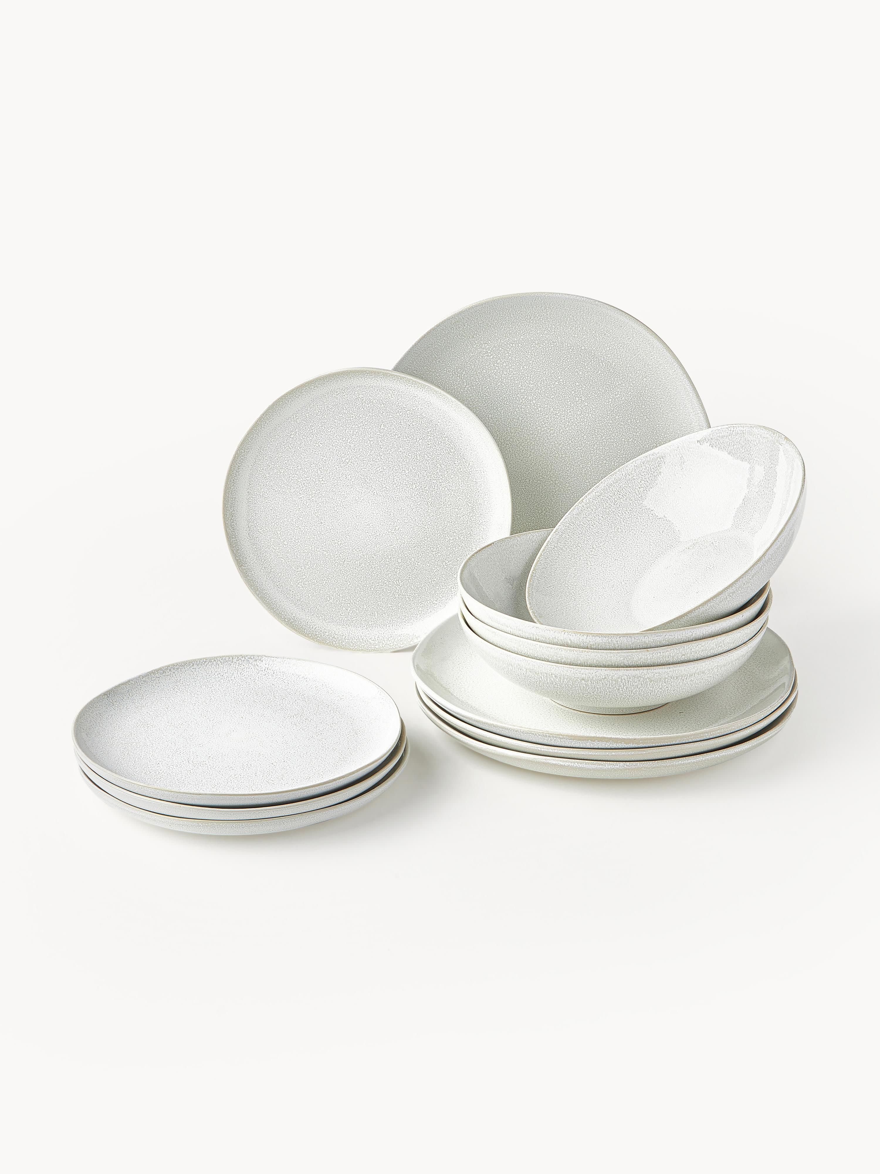 Geschirr-Set Gemma mit reaktiver Glasur, 4 Personen, 12er-Set