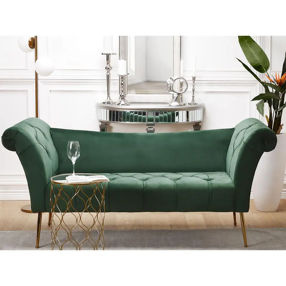 NANTILLY - Chaise longue - Groen - Symmetrisch - Fluweel