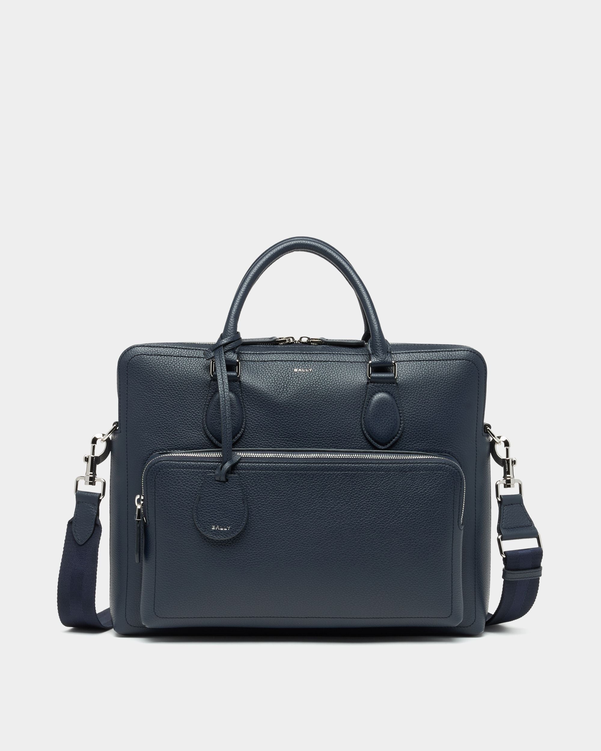 Capitol Aktentasche aus genarbtem Leder in Marineblau