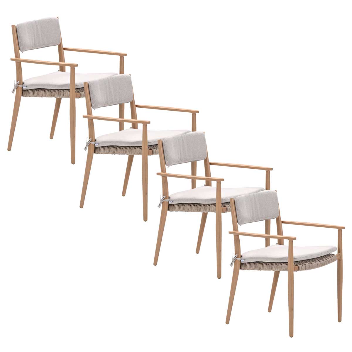 Garden Impressions tuinstoel Lily light teak look - 4 stuks