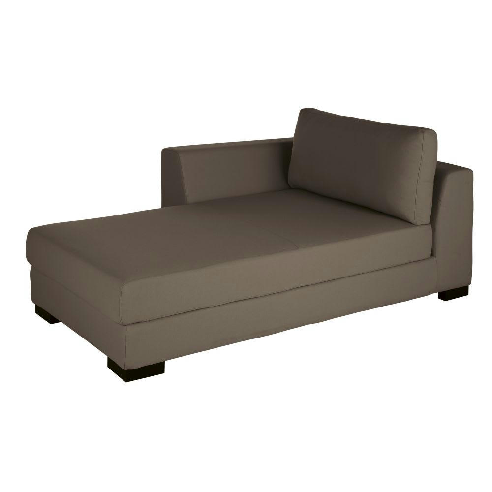Terence - Méridienne-coffre gauche pour canapé modulable en toile taupe