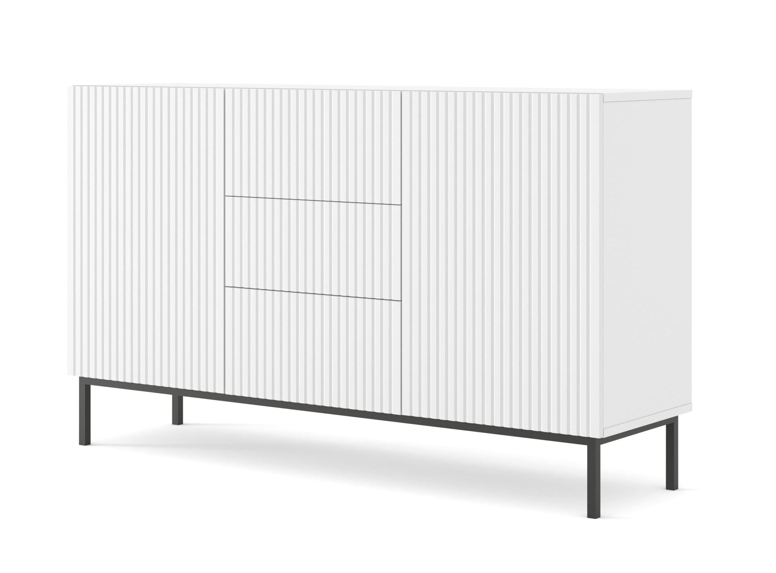 Ravenna B Komoda 150 2D3S frez MDF biały mat   RAMA CZARNA