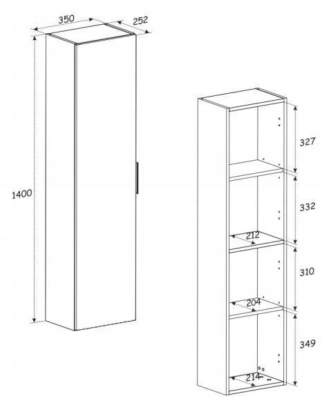 Słupek Łazienkowy Wiszący 140 cm DONNA SAND BEŻOWY