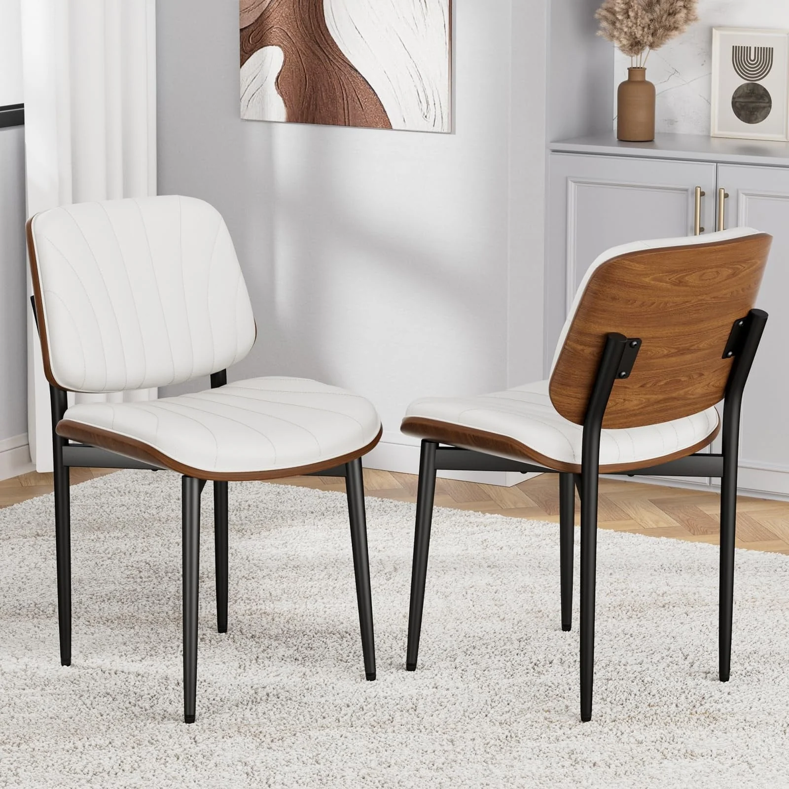 Mid Century Modern Dining Chairs, Upholstered Dining Chairs Set of 2