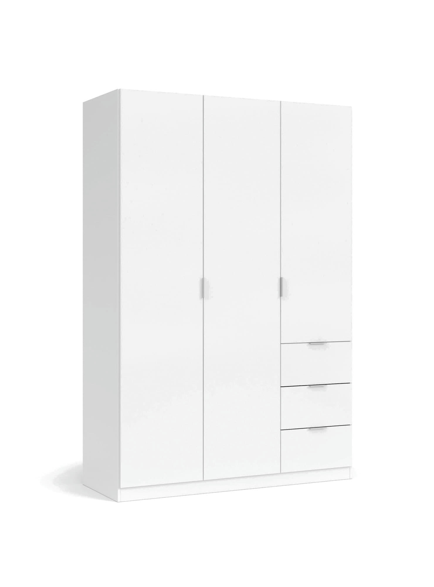FULLERTON - Garde-robe à 3 portes et 3 tiroirs effet bois blanc