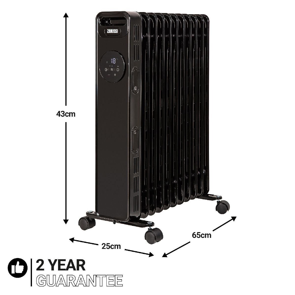 Zanussi Electric Heater 11 Fin 2300W Portable Oil Filled Radiator ZOFR5005