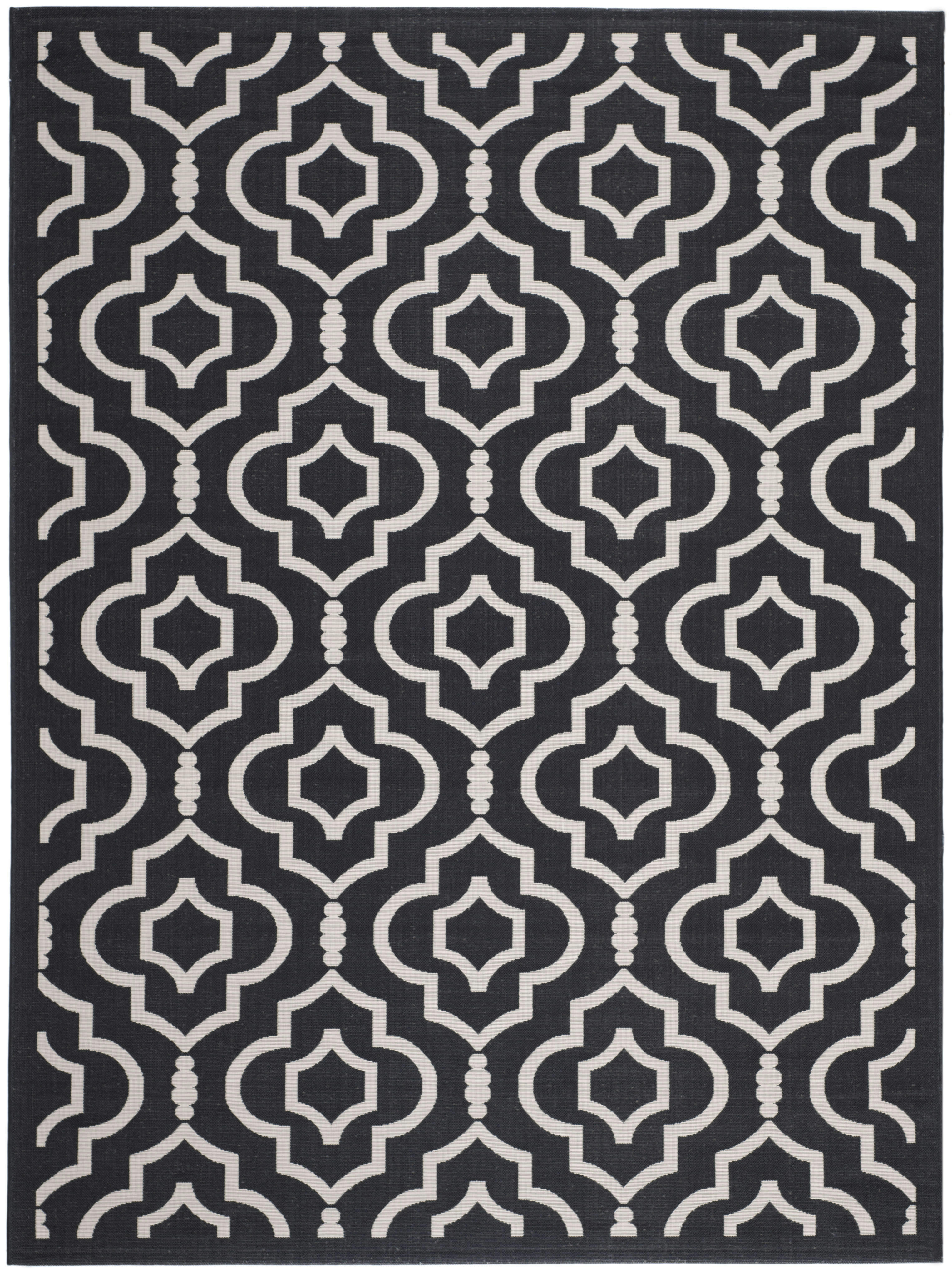 COURTYARD - Tapis interieur & exterieur en noir & beige, 201 x 290 cm