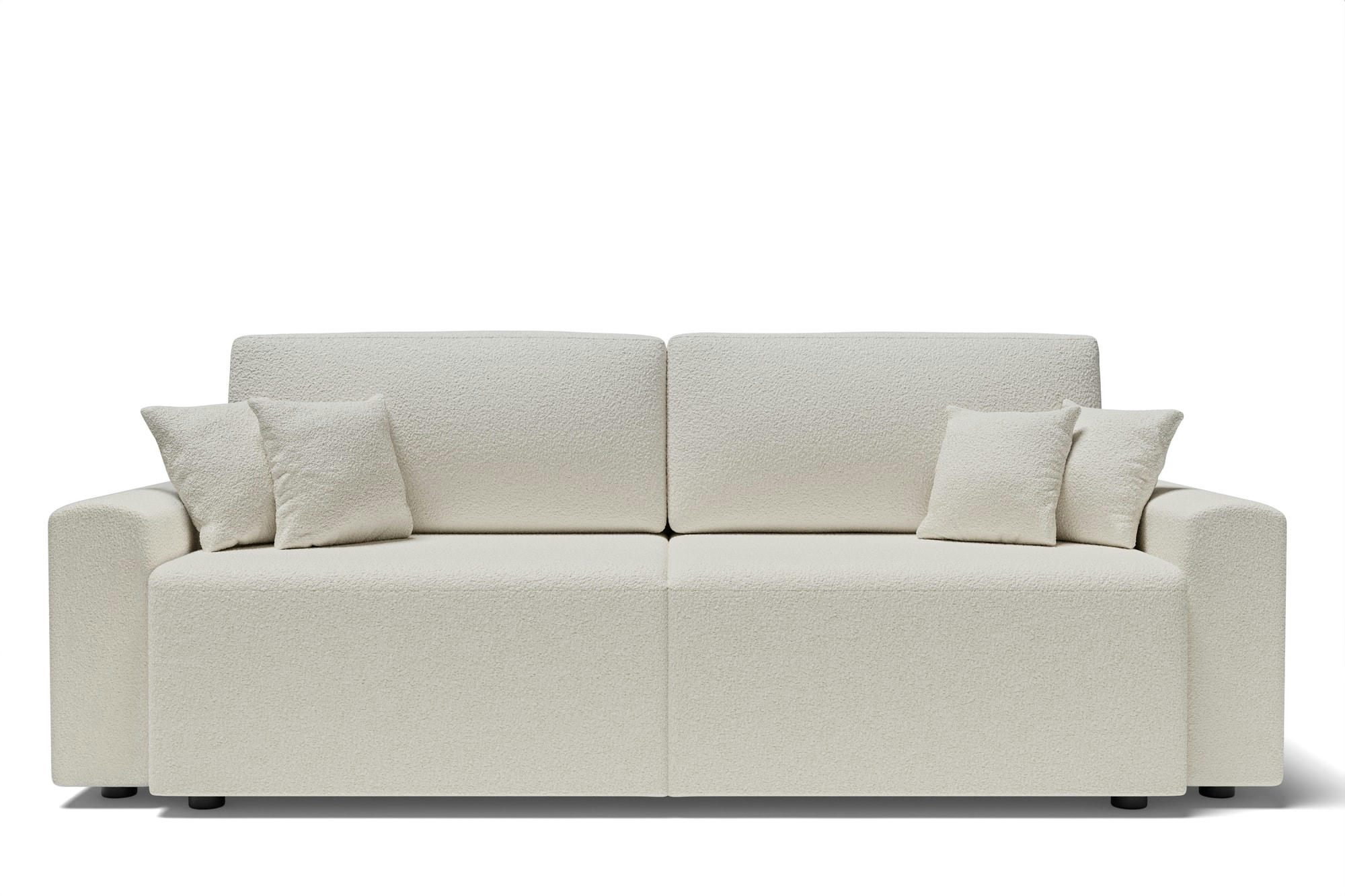 MILO - Canapé droit convertible en tissu 3 places blanc