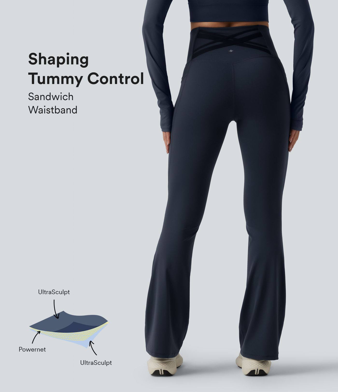 Legging de sport bootcut Halara Ultrasculpt™ taille haute gainant dos croisé avec poches