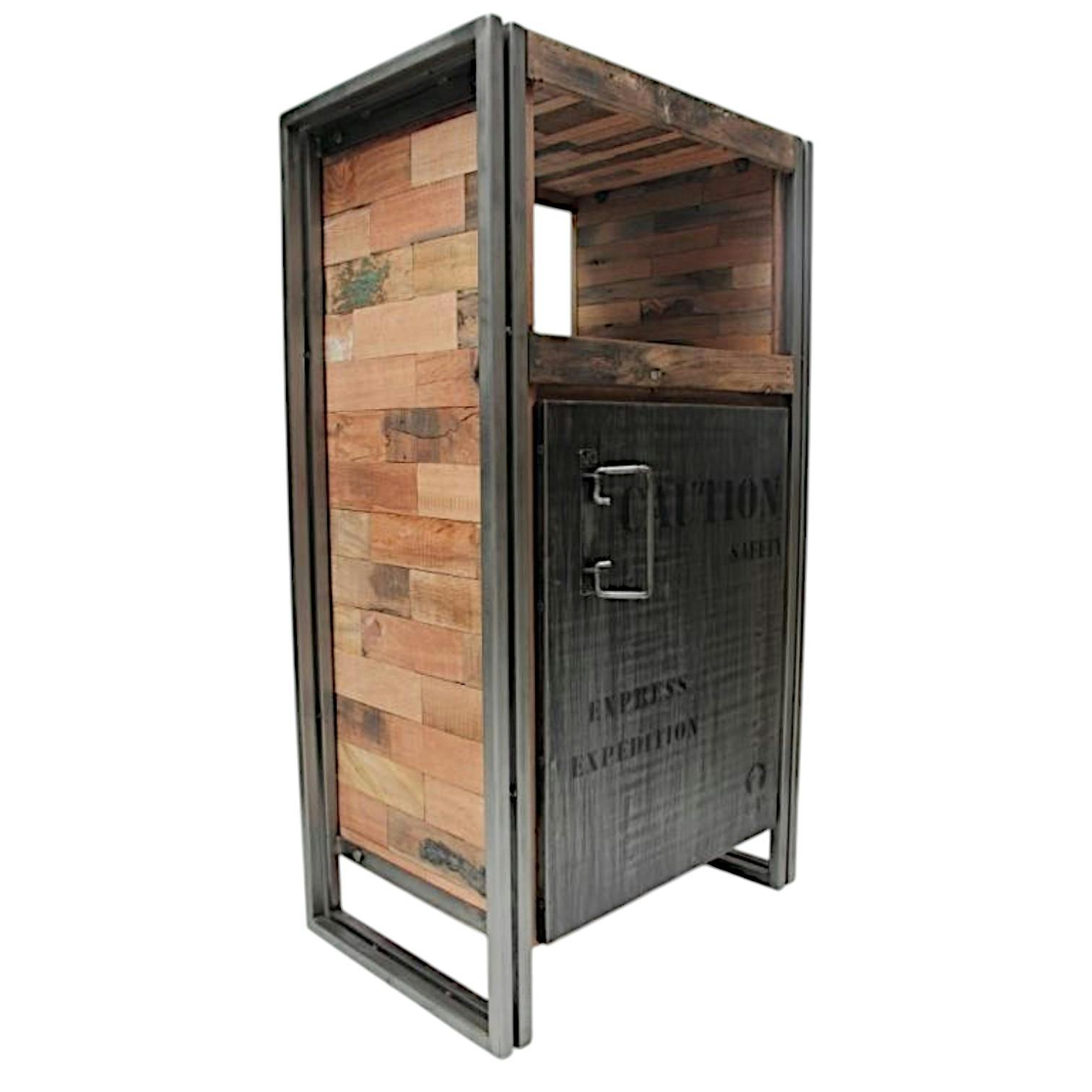 Meuble de rangement bois recyclé 1 porte 60x107 CARAVELLE