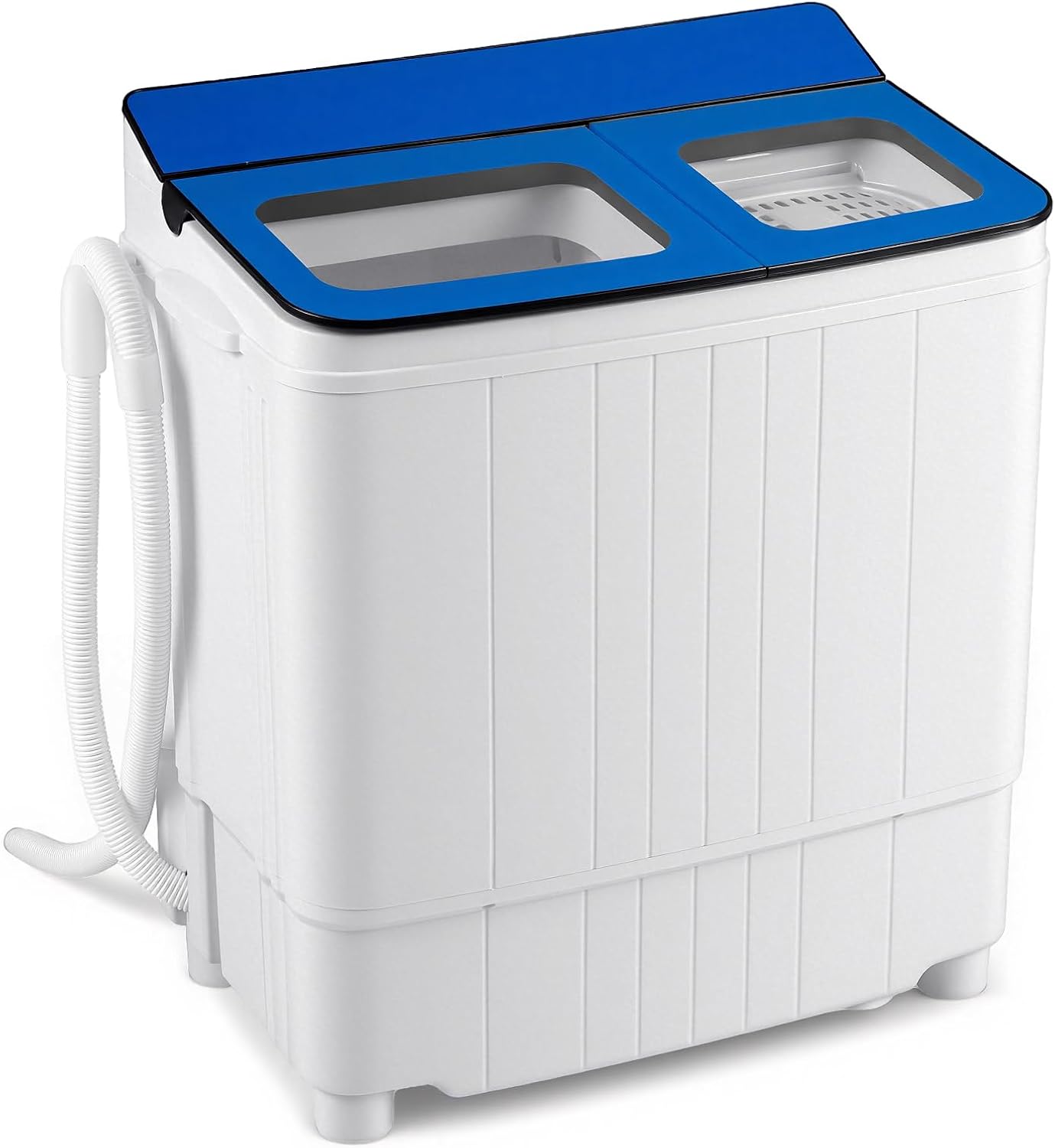 Giantex Portable Washing Machine, 18LBS Twin Tub Mini Compact Laundry Washer Spinner Combo with Drain Pump, 11Lbs Washer and 7Lbs Spinner for Apartments, RVs, Dorms, Blue+White