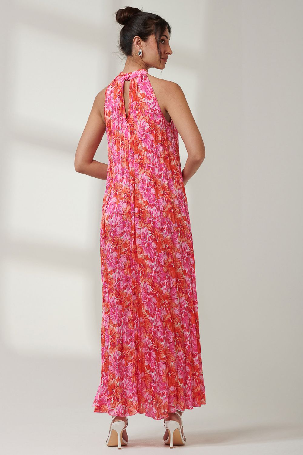 Jolie Moi Halter Neck Pleated Maxi Dress