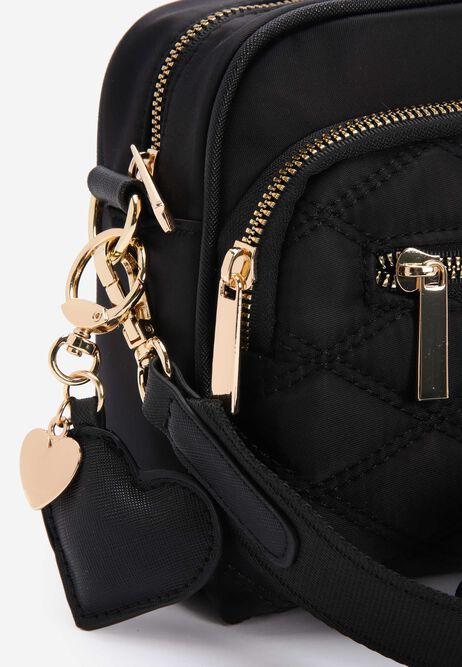 Womens Black Textured Mini Camera Bag