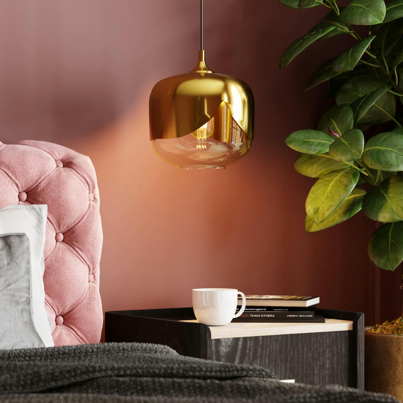 GOBLET BALL - Suspension en acier doré et verre