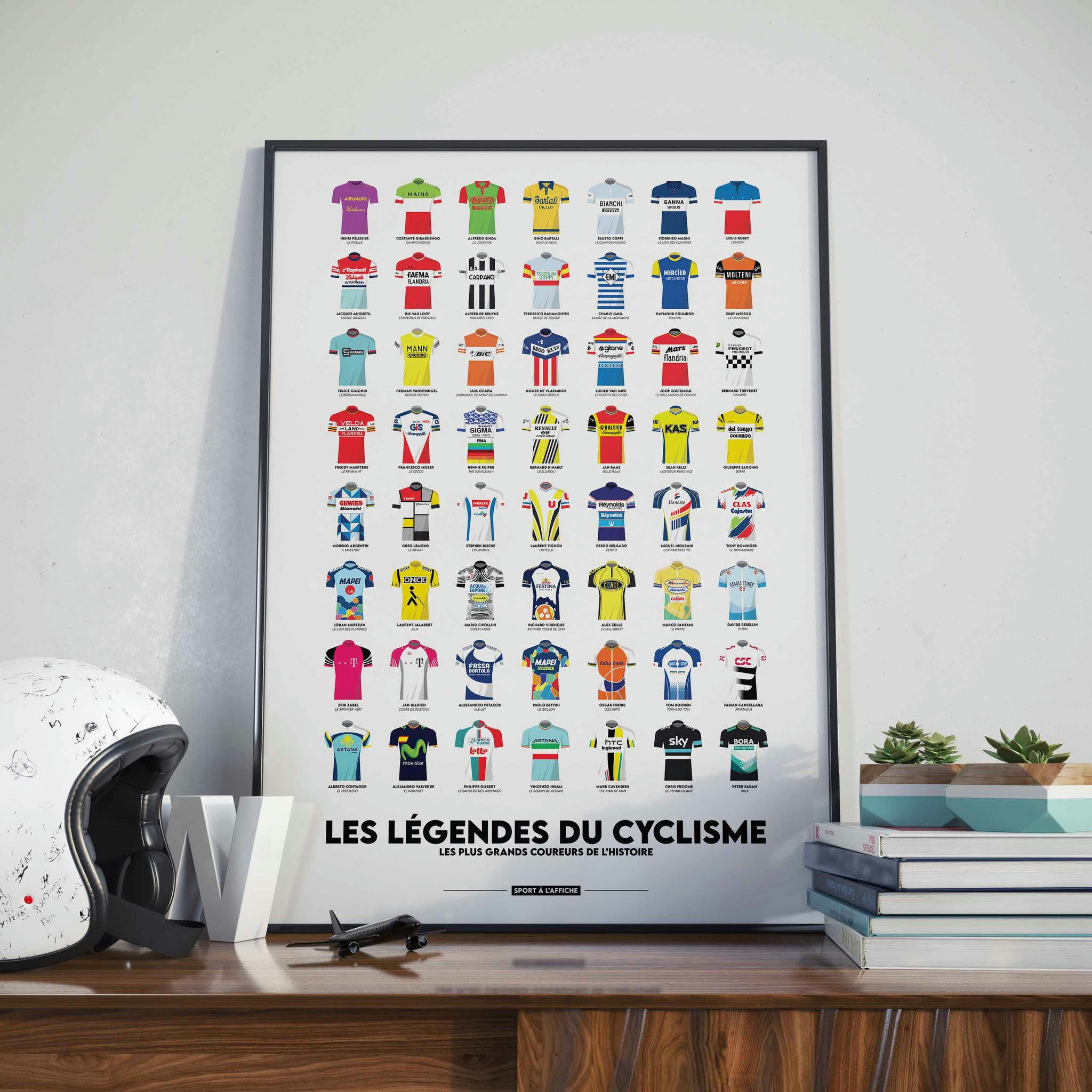 CYCLISME - Affiche Vélo - Les Légendes du Cyclisme - 40 x 60 cm