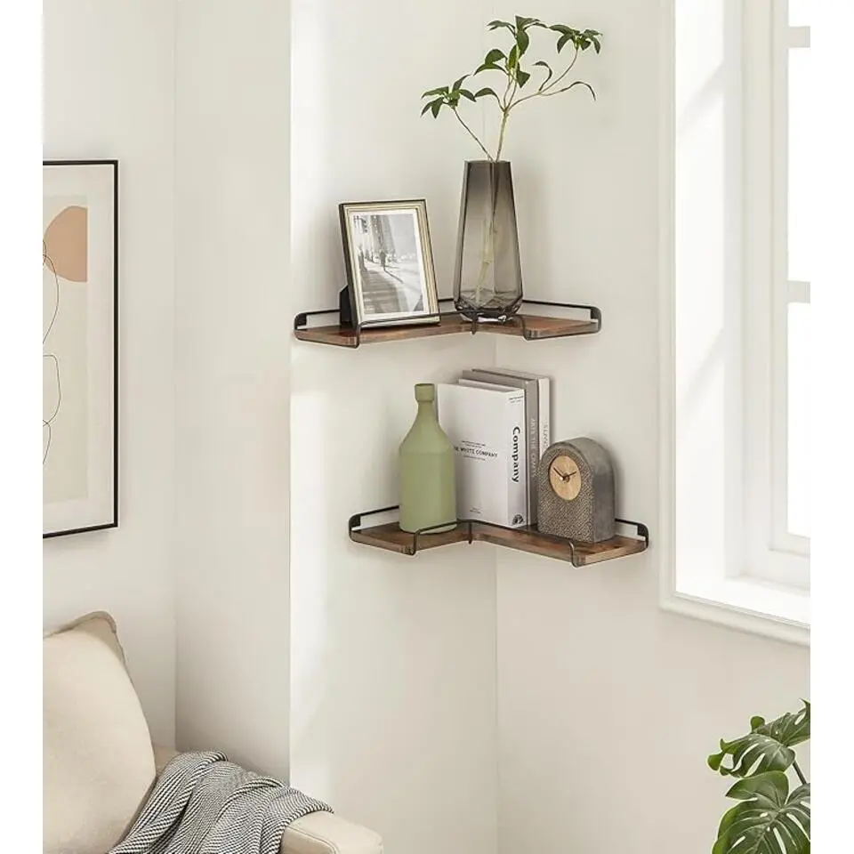 Parya Home L-vormige hoekplank, set van 2, wandplank