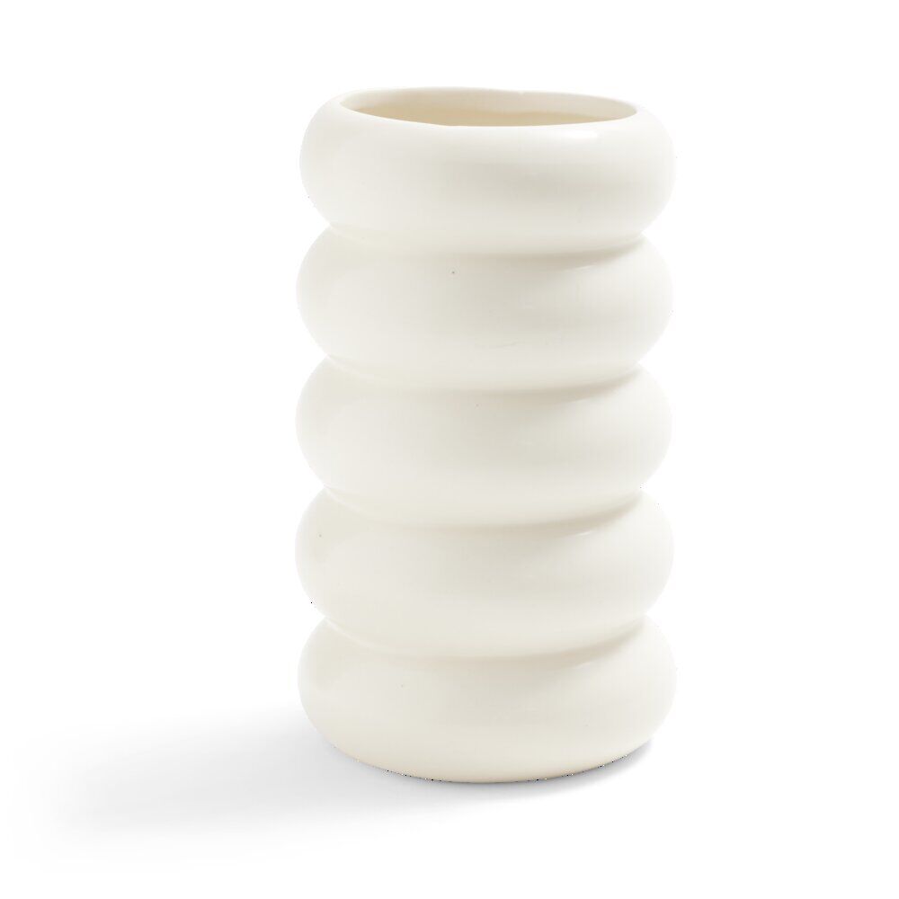 Vase anneau céramique blanc crème Ø11,7xH20,4cm