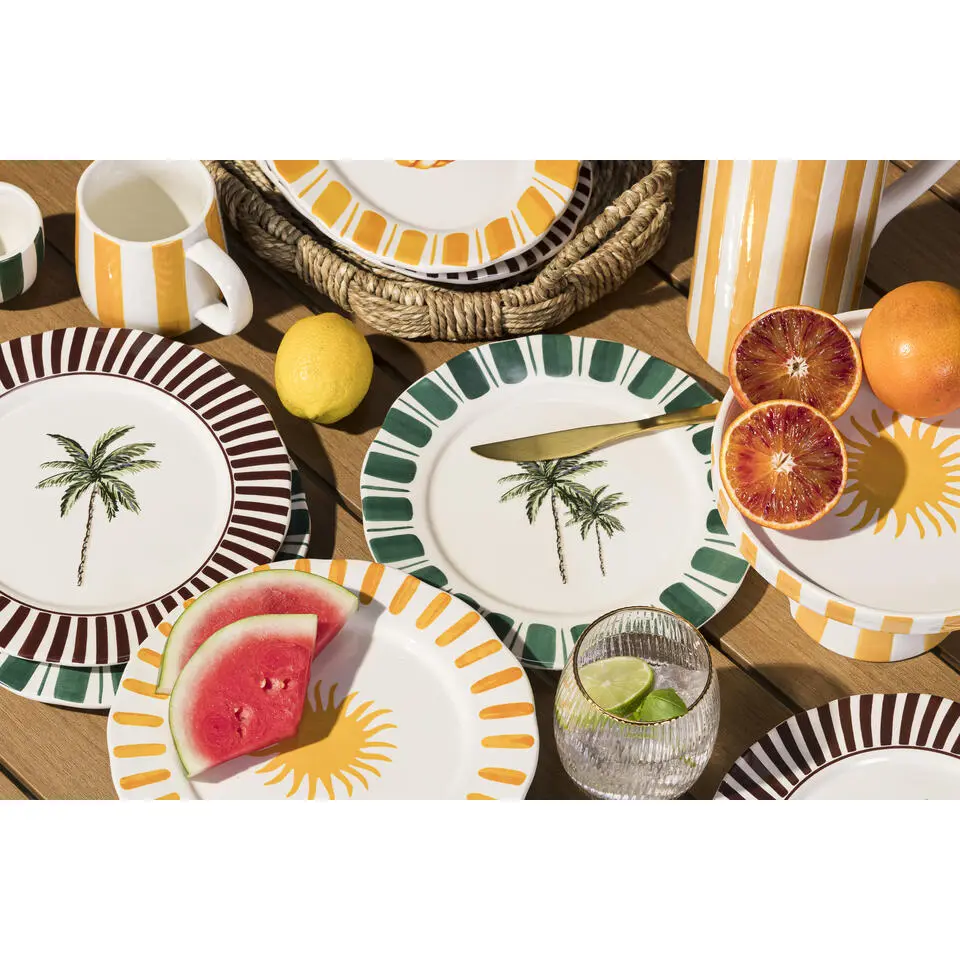 Ontbijtbord Zon geel keramiek - &Oslash;23 cm