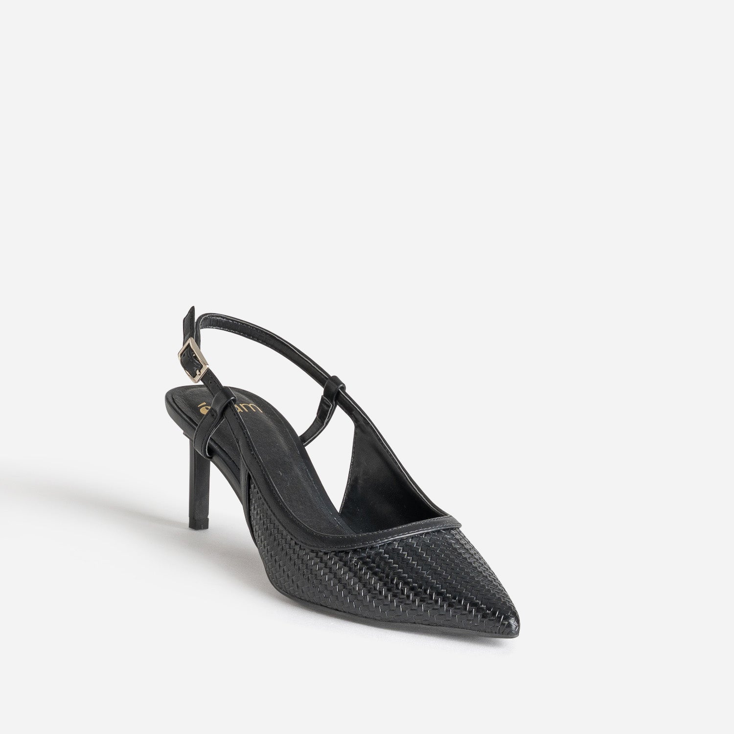 Escarpin slingback noir embossé