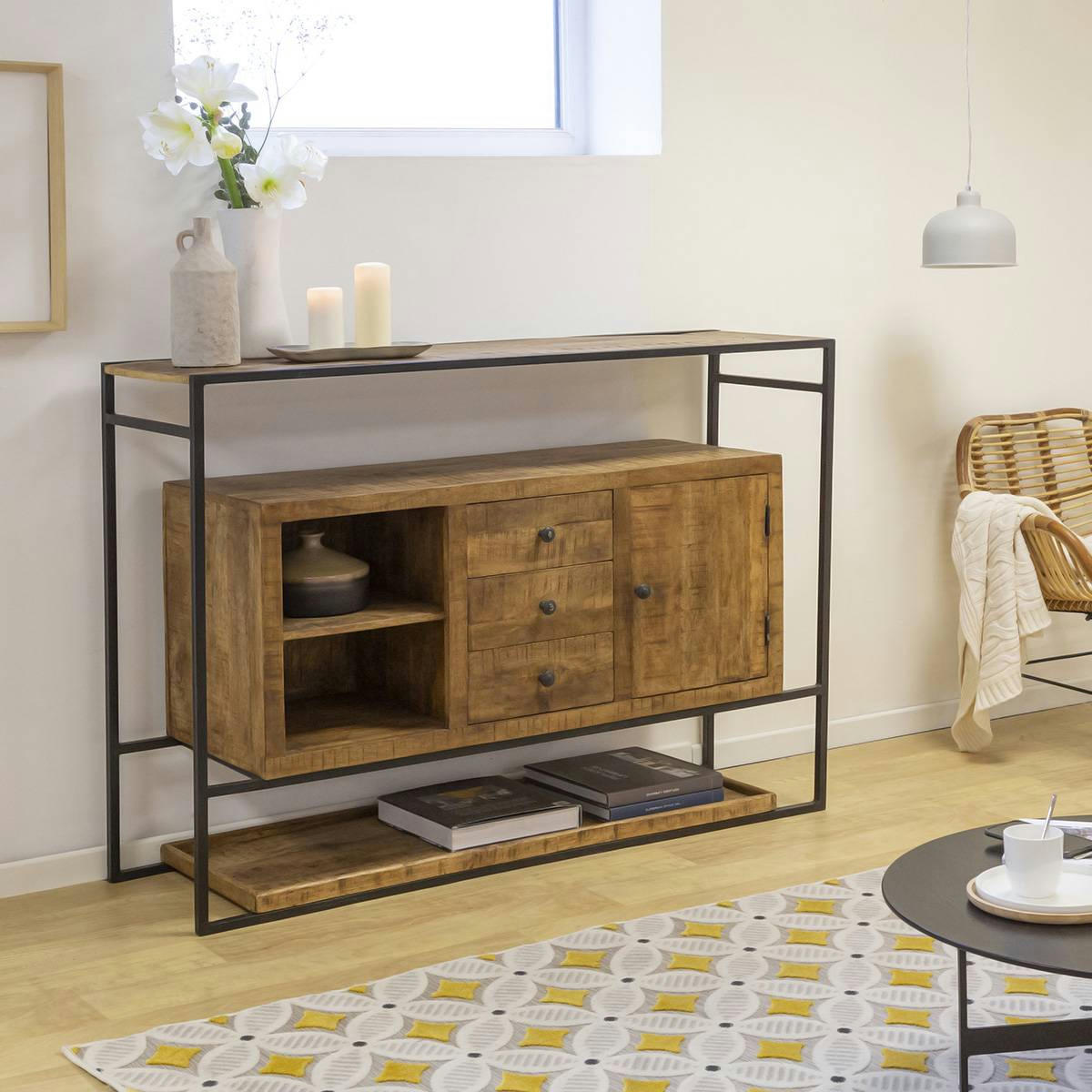 MARCEL - Buffet en bois marron 145 cm