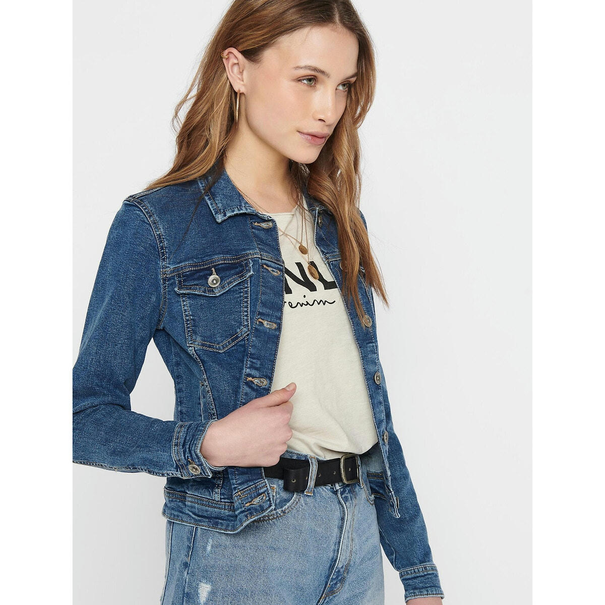 Veste en jean, coupe droite