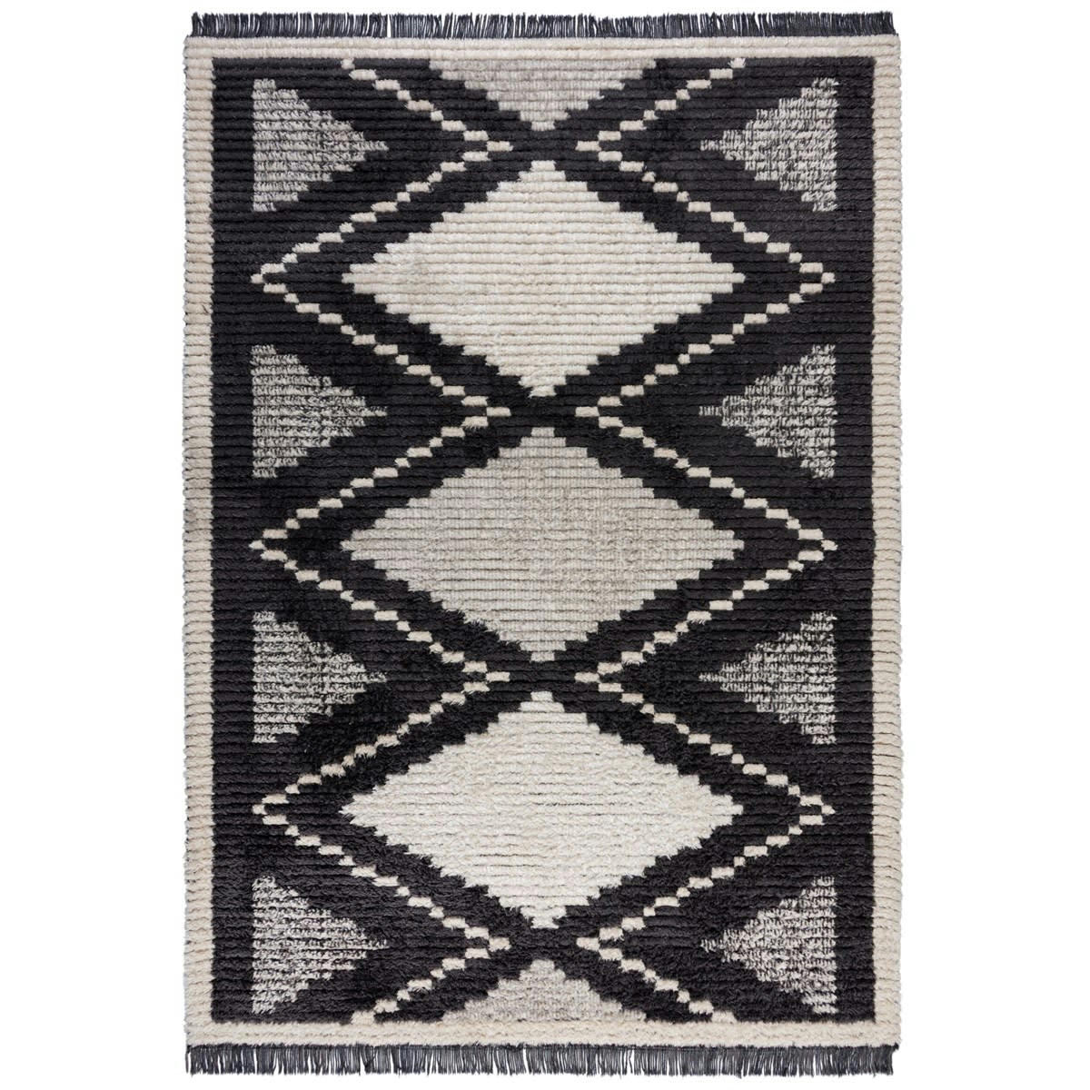 CHESS - Tapis de salon en Polyester Gris foncé 120x170 cm
