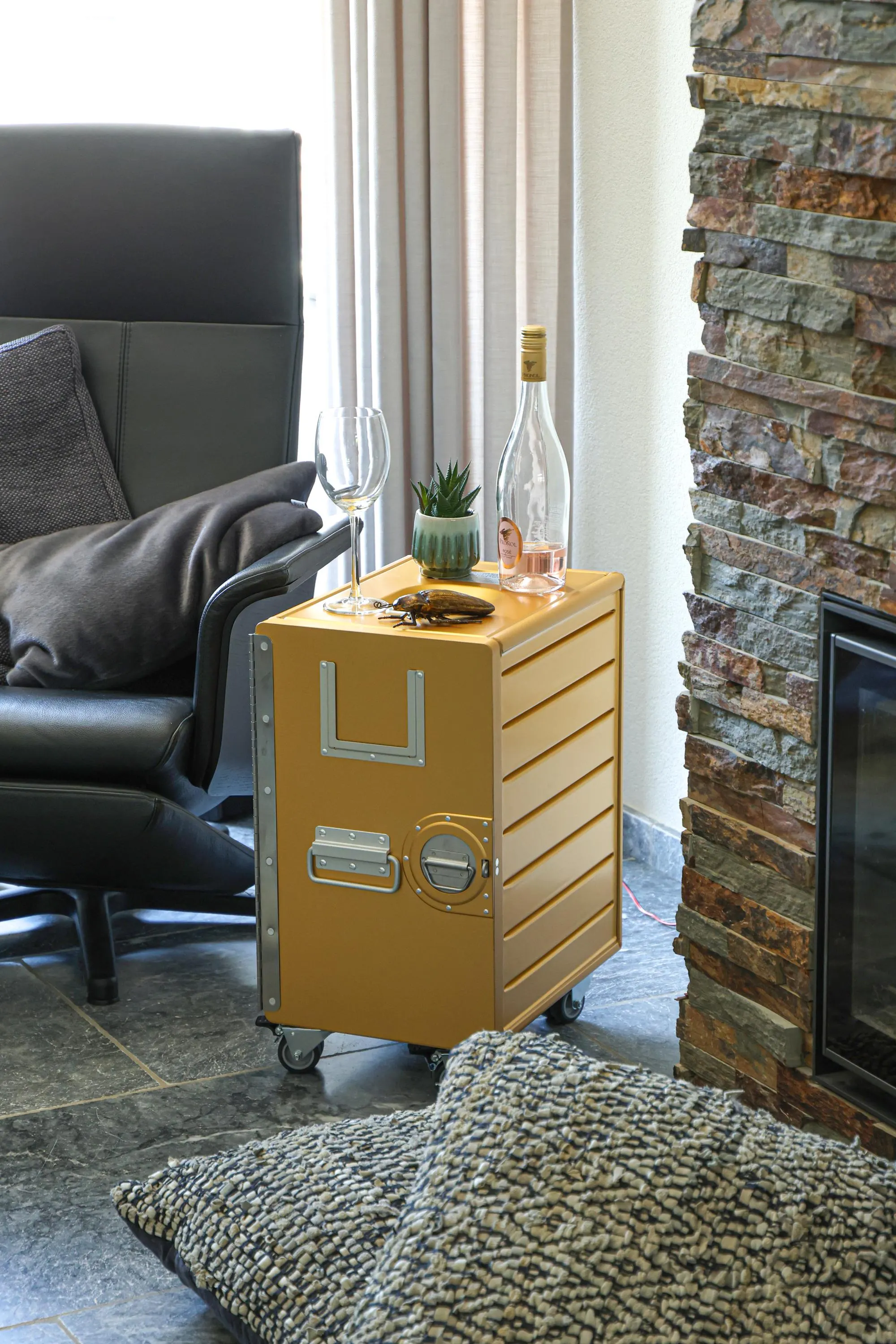Brand new golden Galley container night stand side table galley box canister flight case airline trolley