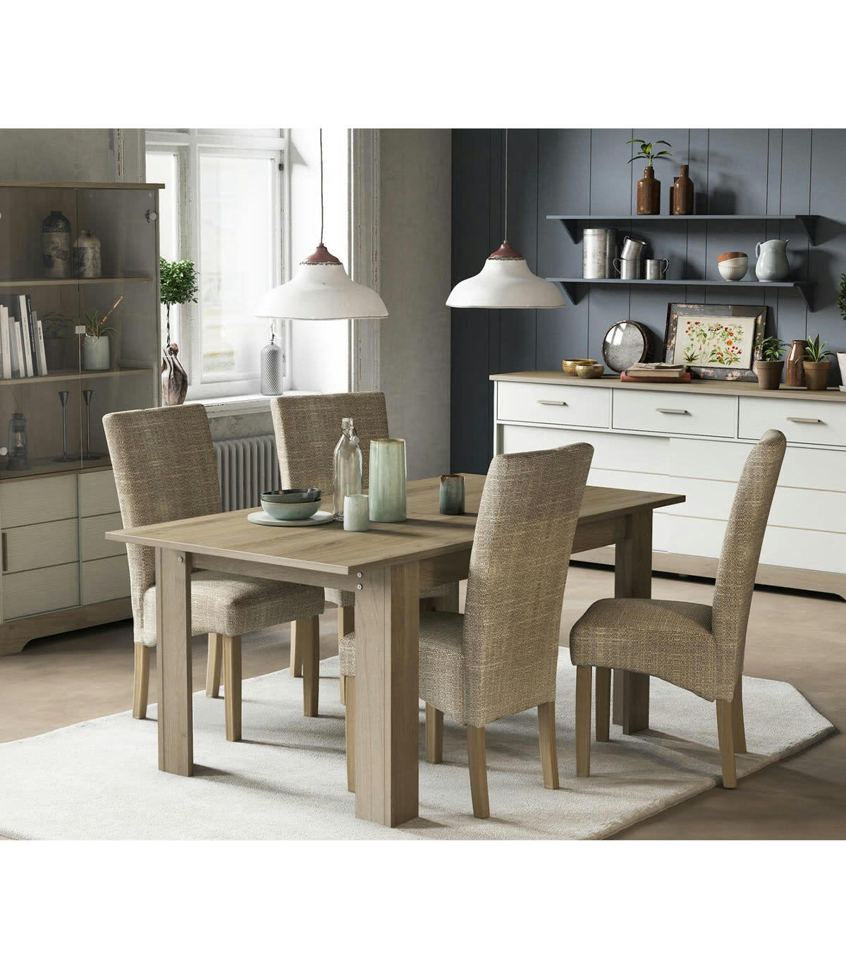 COTTAGE - Table à Manger Extensible décor Bois 6 à 10 personnes - L170/230 cm