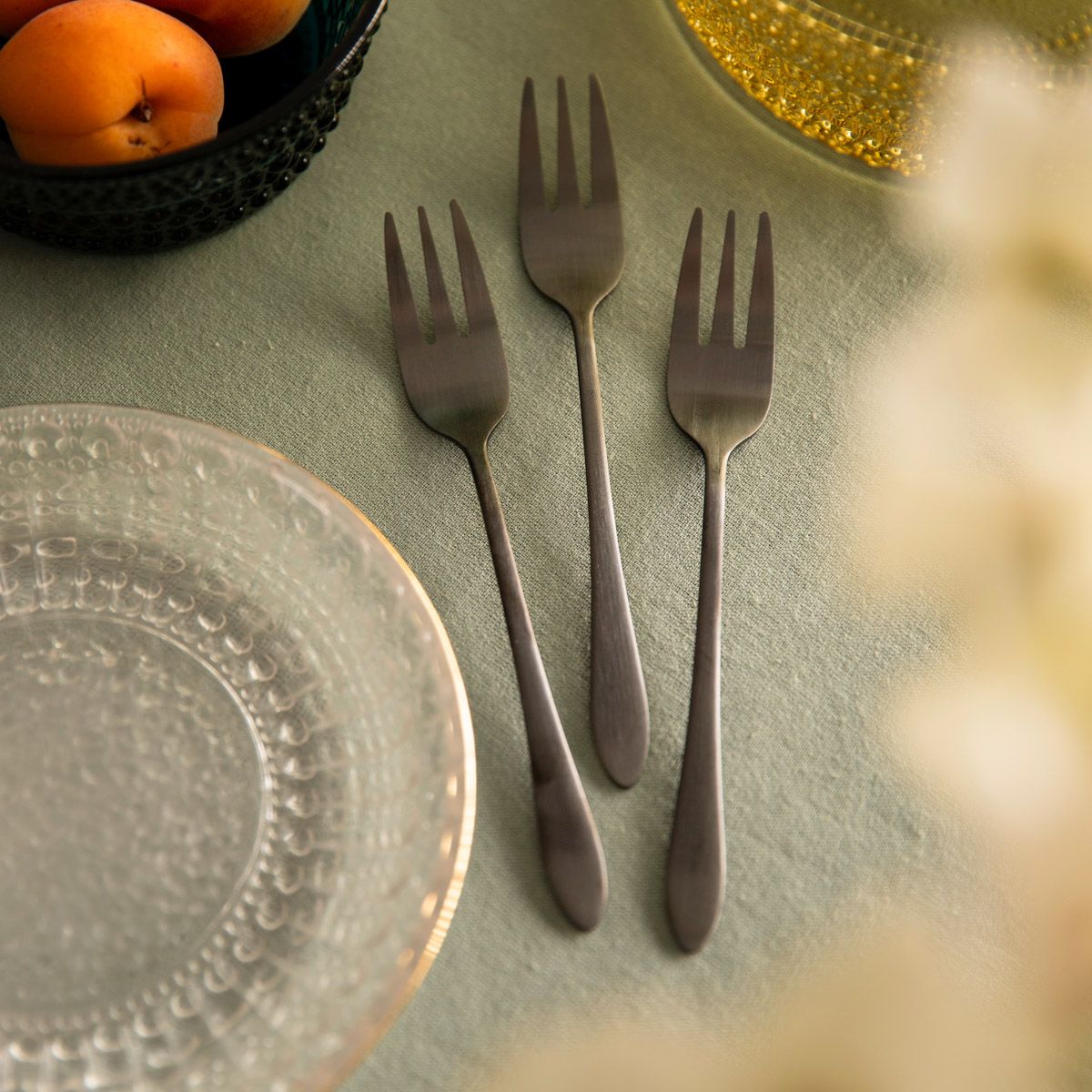 Zestaw STILO widelczyków deserowych czarnych 3 szt