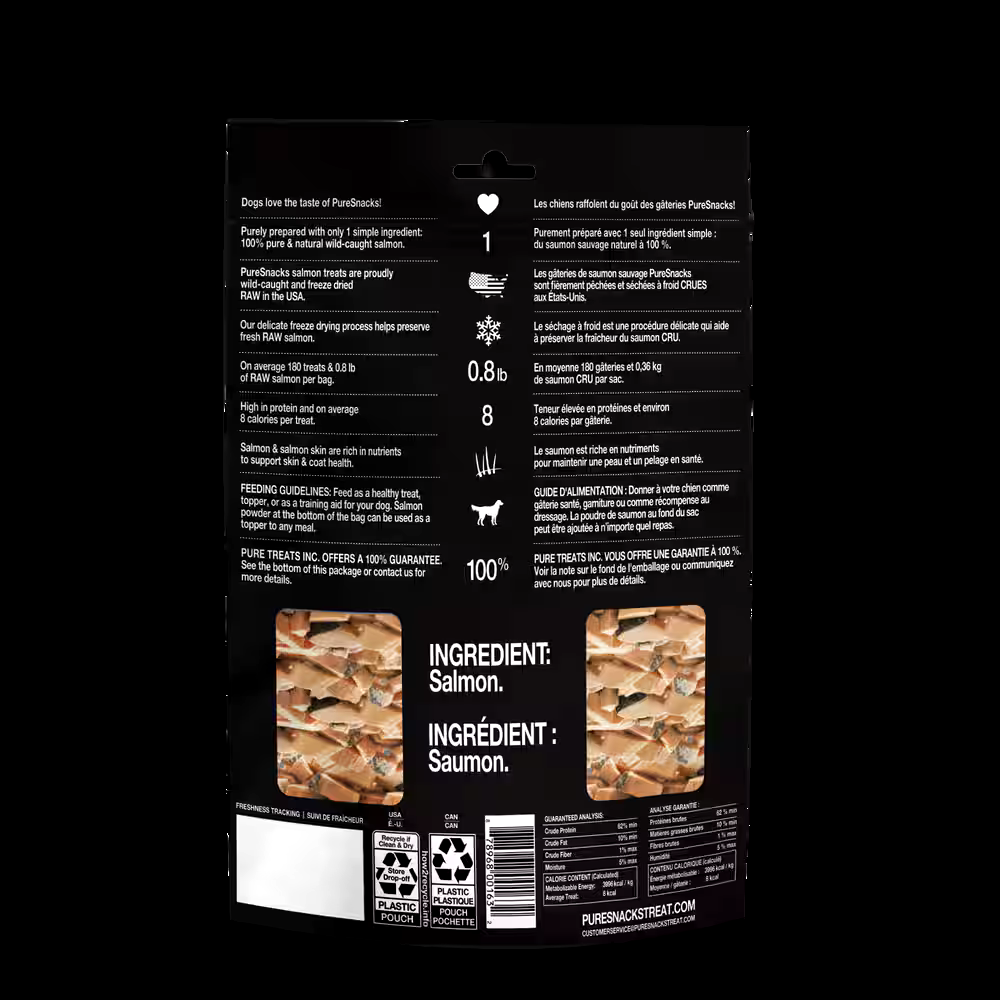 PureSnacks Freeze Drie Salmon Dog Treats, 100-g