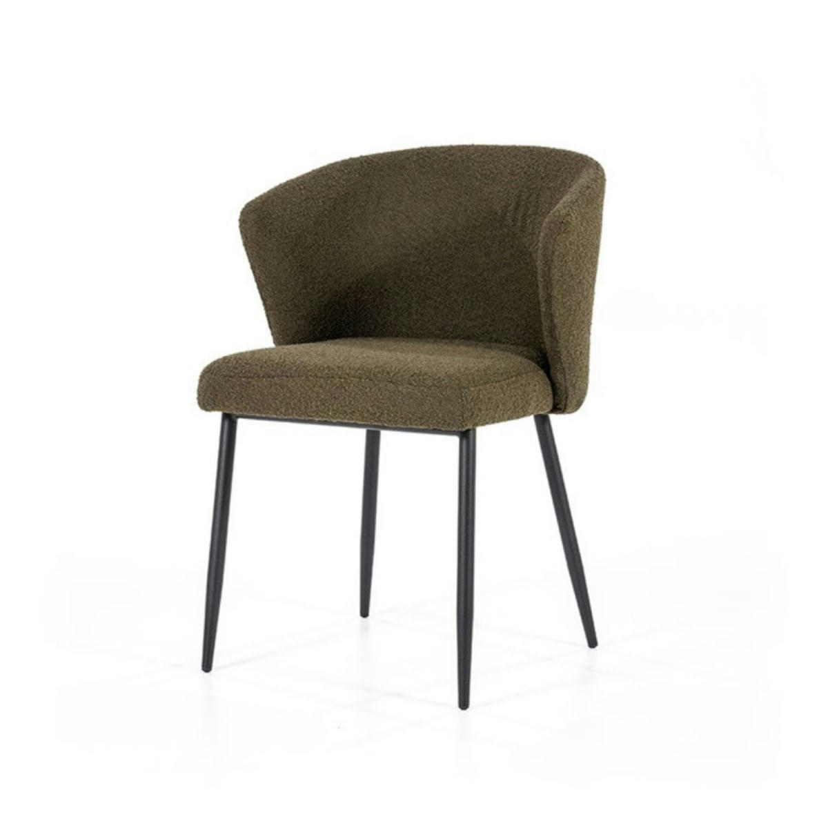 SONY - Chaise salle à manger tendance en tissu bouclé marron