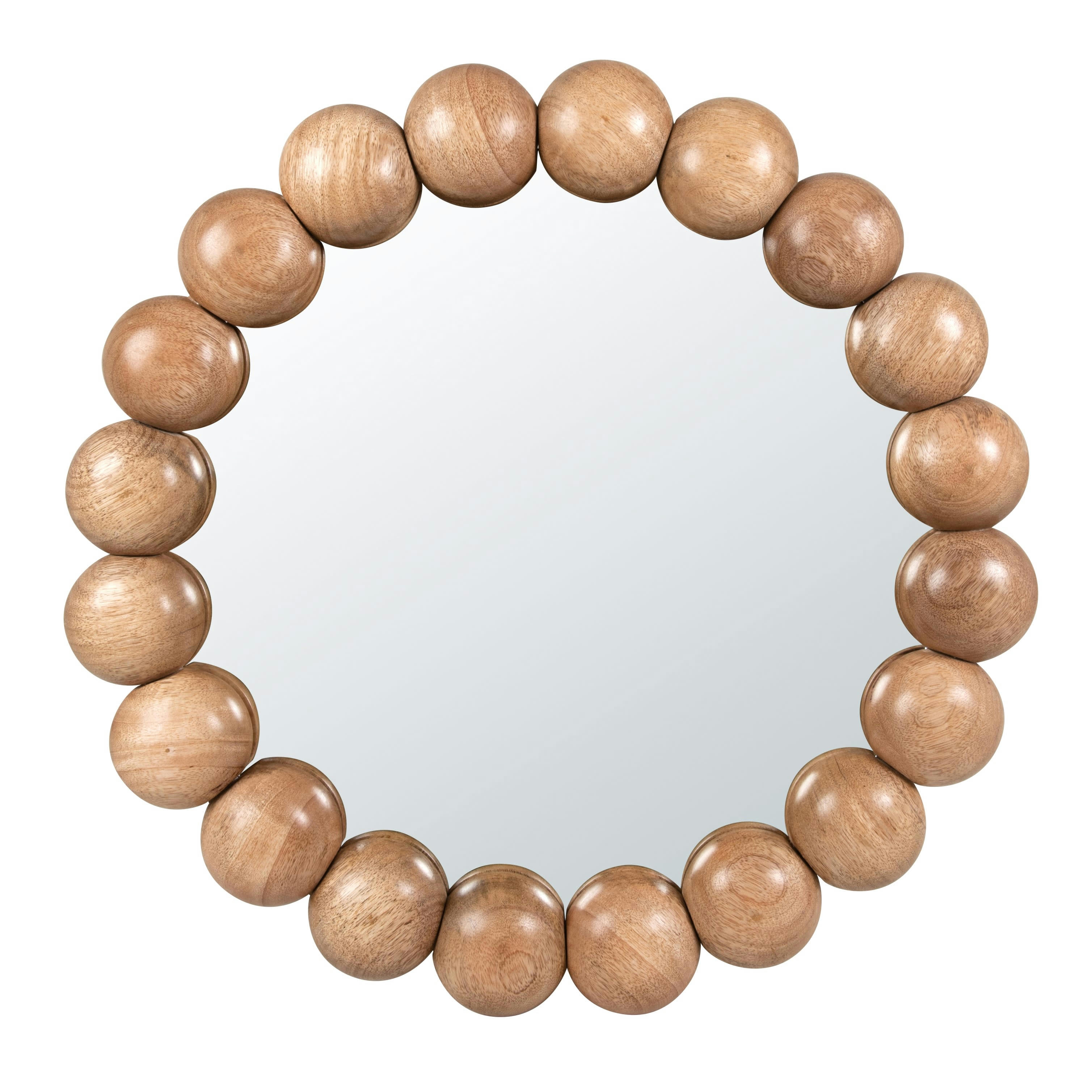 AUGUSTO - Miroir rond en bois de manguier marron D53