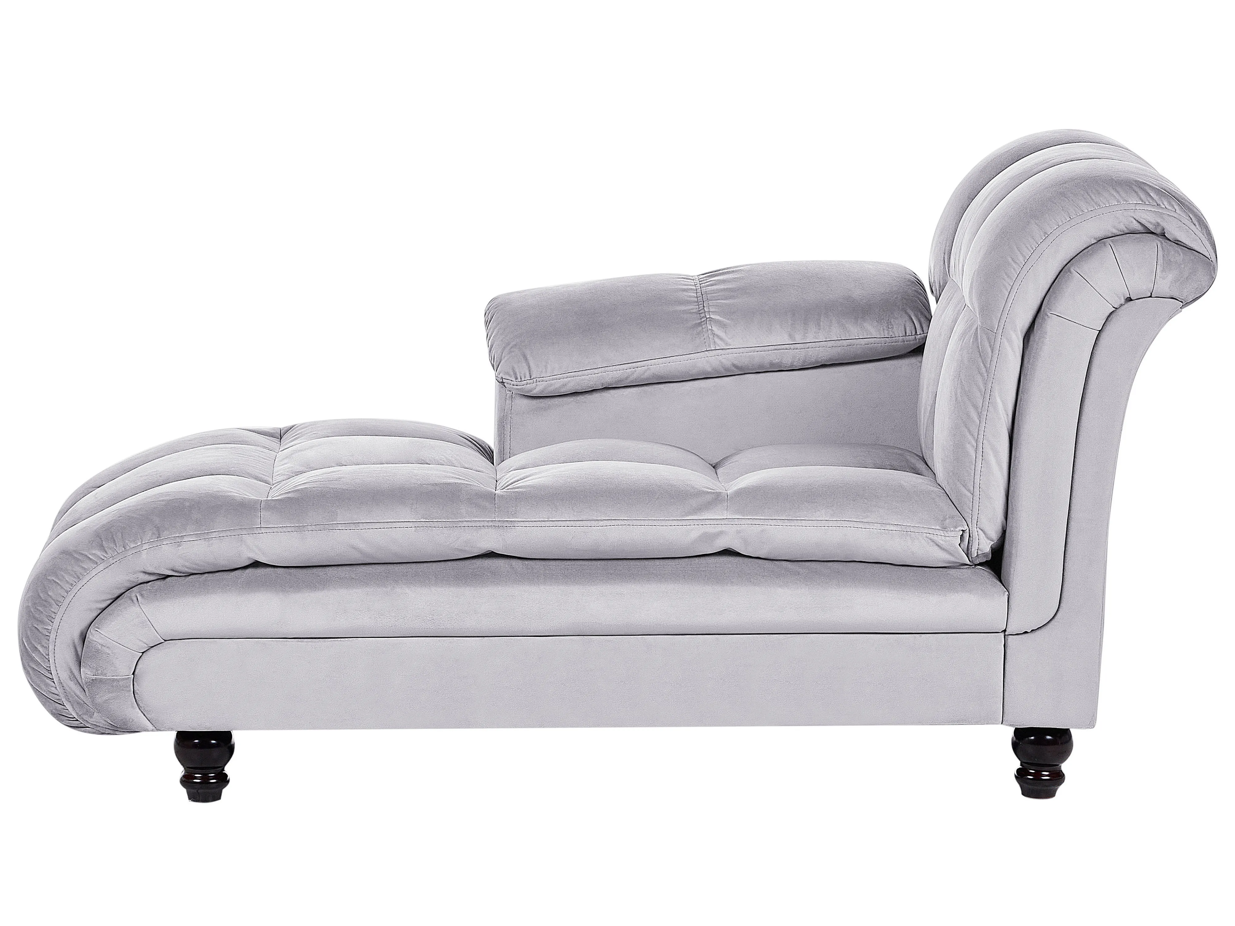Left-Hand Chaise Longue LORMONT Velvet Light Grey