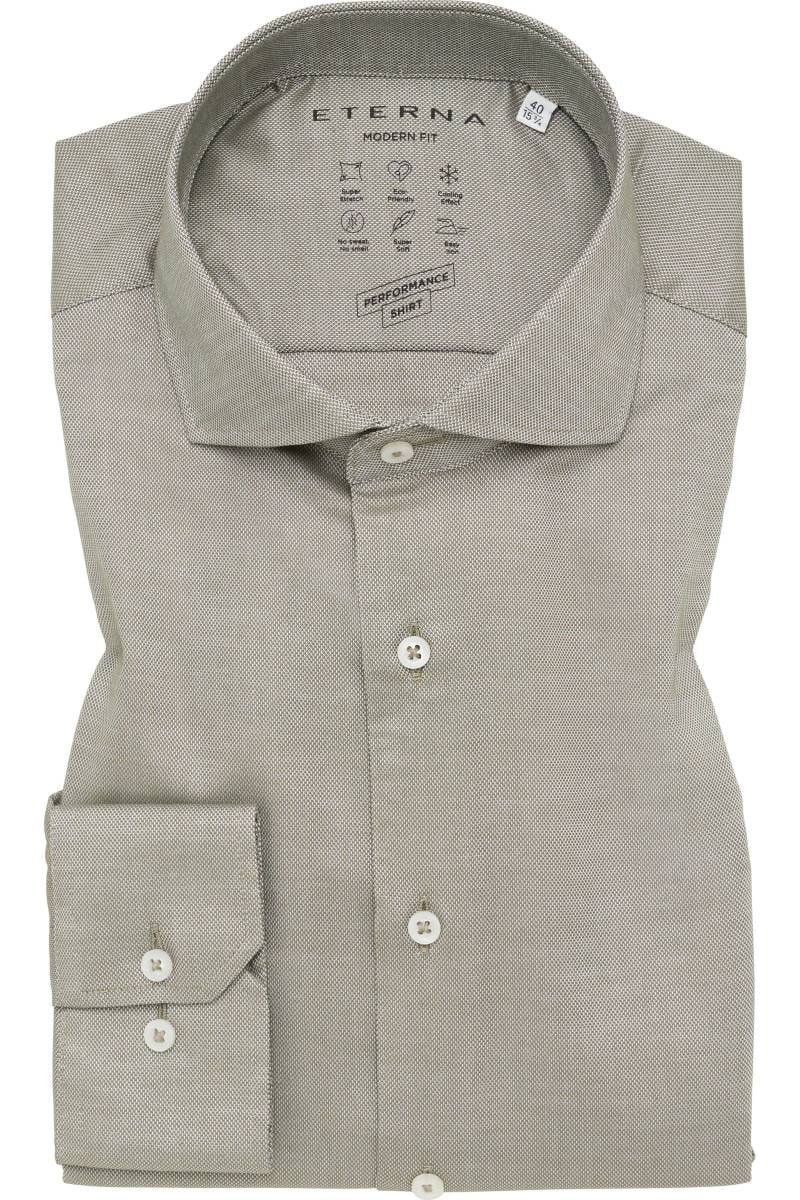 ETERNA Performance Modern Fit Tencel Hemd grün, Strukturiert