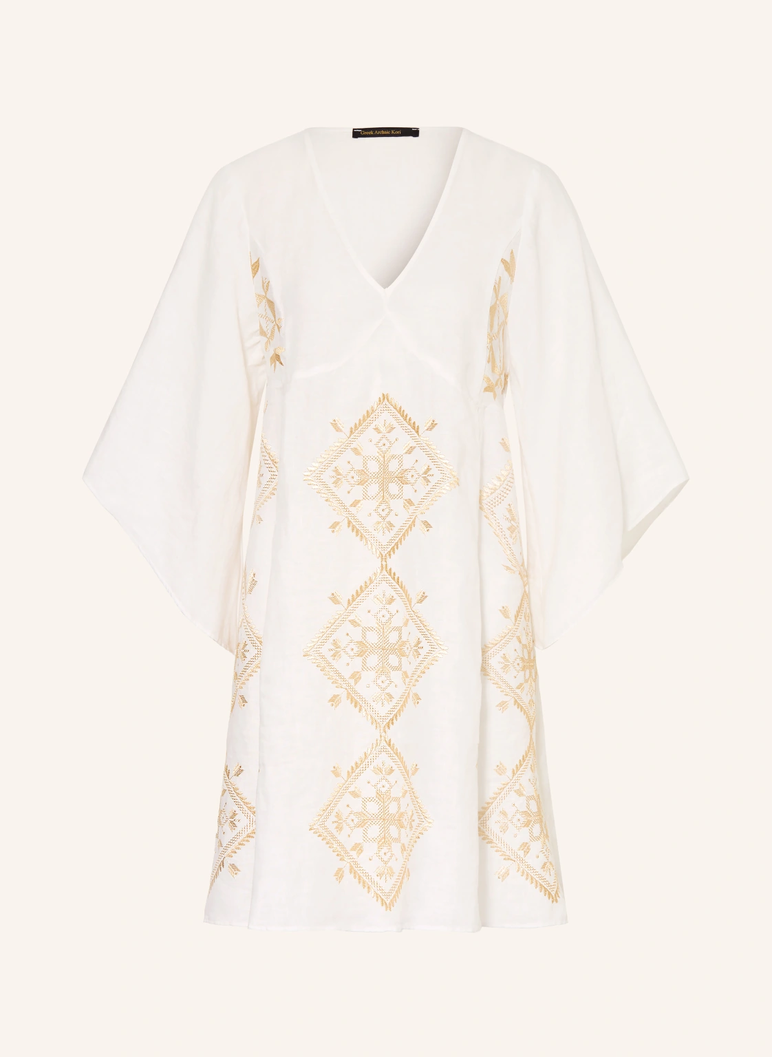 Greek Archaic Kori Strandkleid LEFKADA mit Glitzergarn und 3/4-Arm