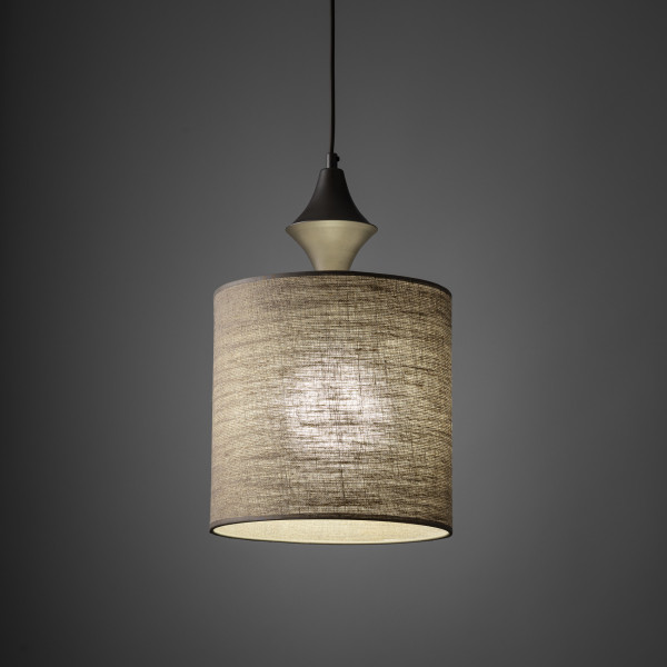Brązowa Lampa Wisząca Tk Lighting Amura Tytan Lniany Abażur 1Xe27