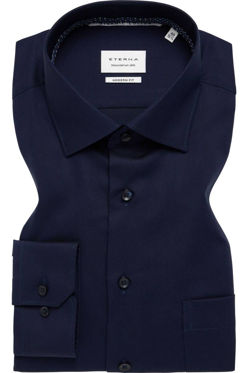 ETERNA Dynamic Cotton Modern Fit Hemd marine, Einfarbig