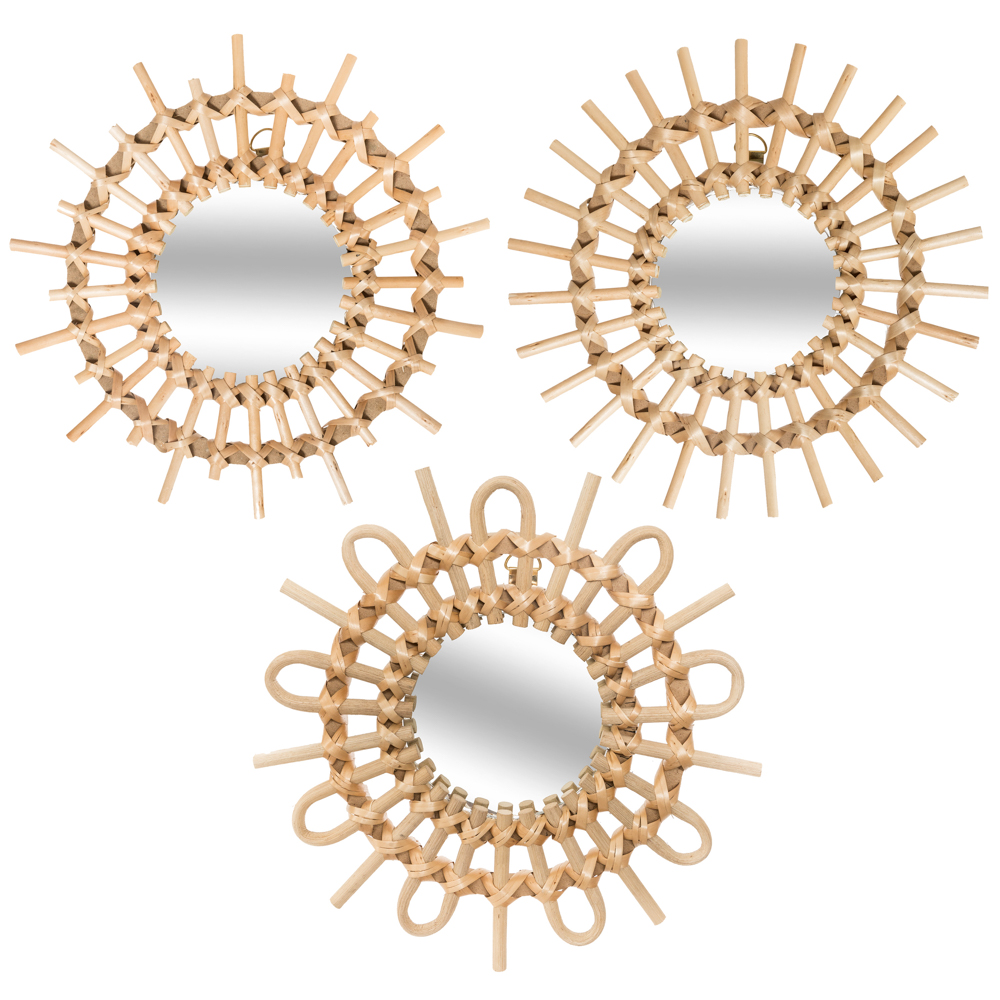 Conjunto 3 espelhos de parede sol 28cm